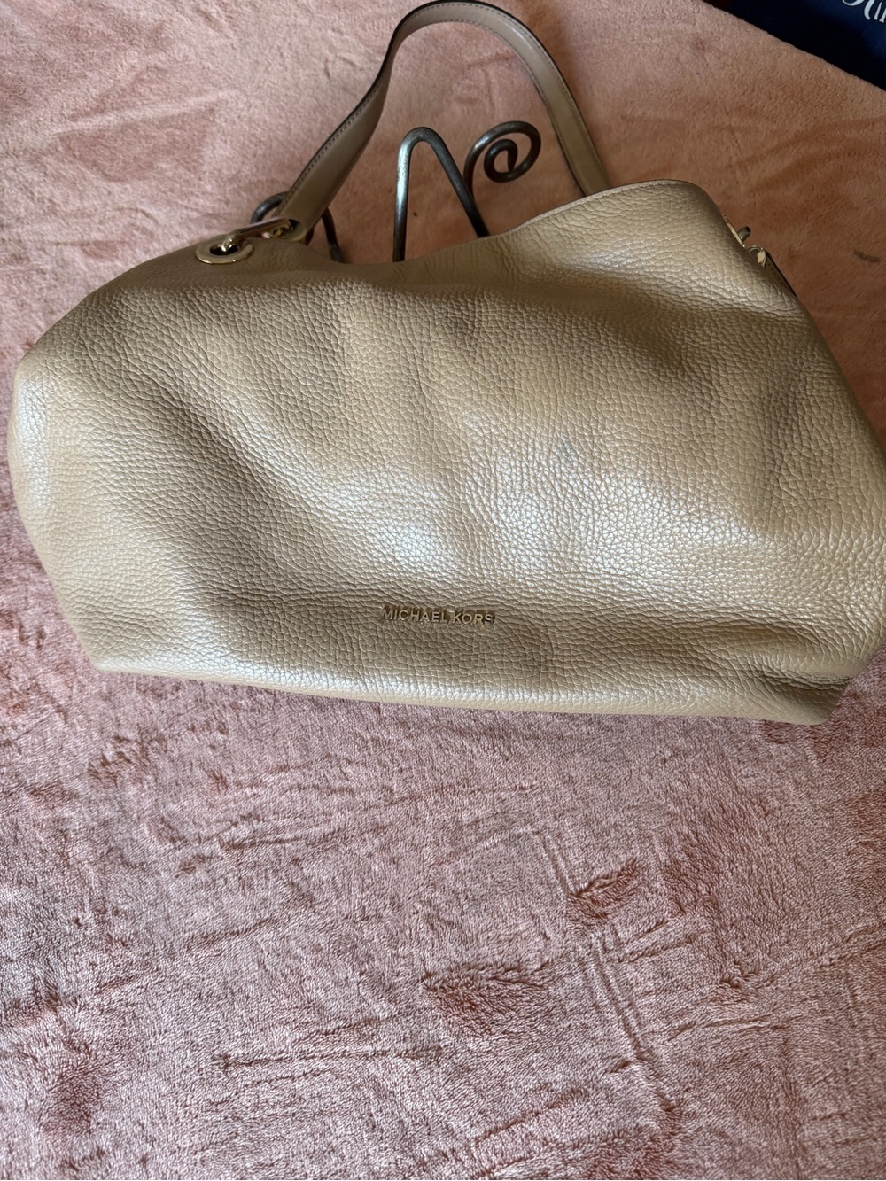 Michael Kors Taupe Pebbled Leather Shoulder Bag